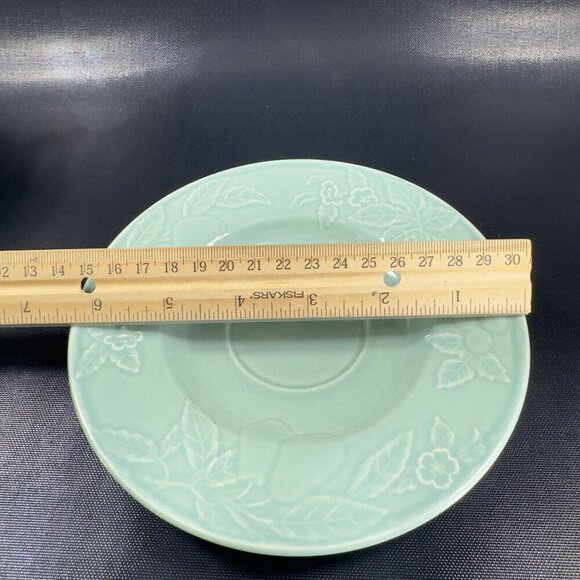 Savoir Vivre Fruit Promenade Celadon Porcelain Ceramic Teacup And Saucer Set VTG - Picture 5 of 16